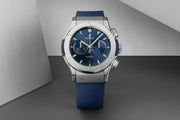 Hublot Classic Fusion Cronograph Titanium Blue 541.NX.7170.RX - cinturino caucciù blu - cassa titanio - quadrante blu con cronografo e datario